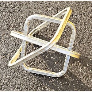 Geometric Metal Art Sculpture Silver Tone Modern 8.5” Home Office Decor